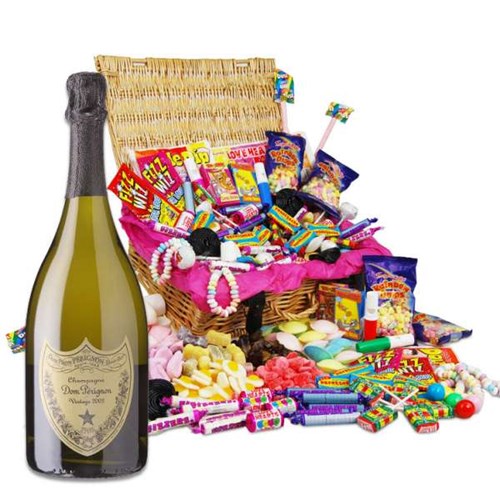 Send Dom Perignon and Classic Retro Sweet Hamper Online